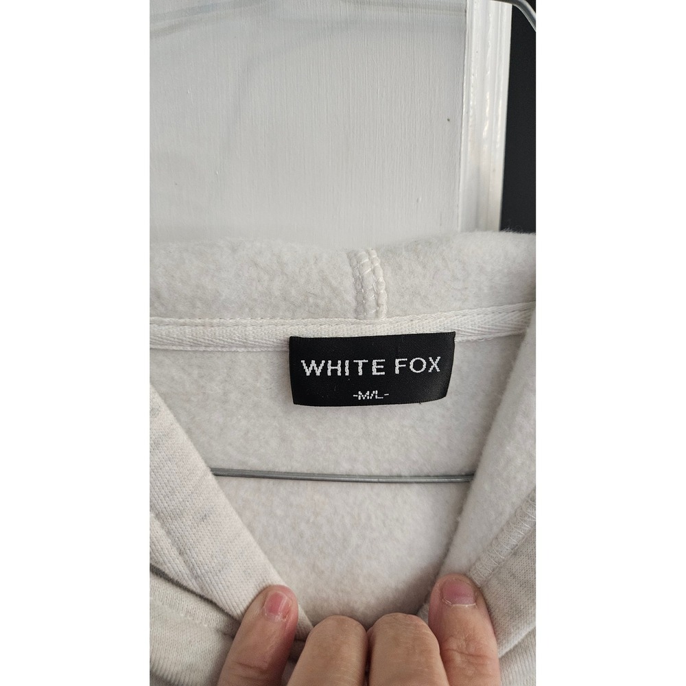 Girlhoodcore White Fox Bout Vol.3 Oatmeal Marle Oversized Puff Print Hoodie M/L - Picture 3 of 8